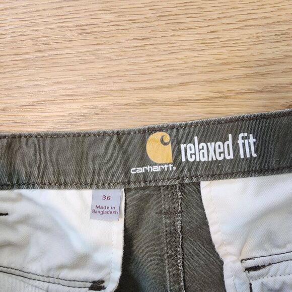 Carhartt Cargo Shorts Mens Size 36 Green Canvas Relaxed Fit Work Casual Utility - Picture 3 of 10